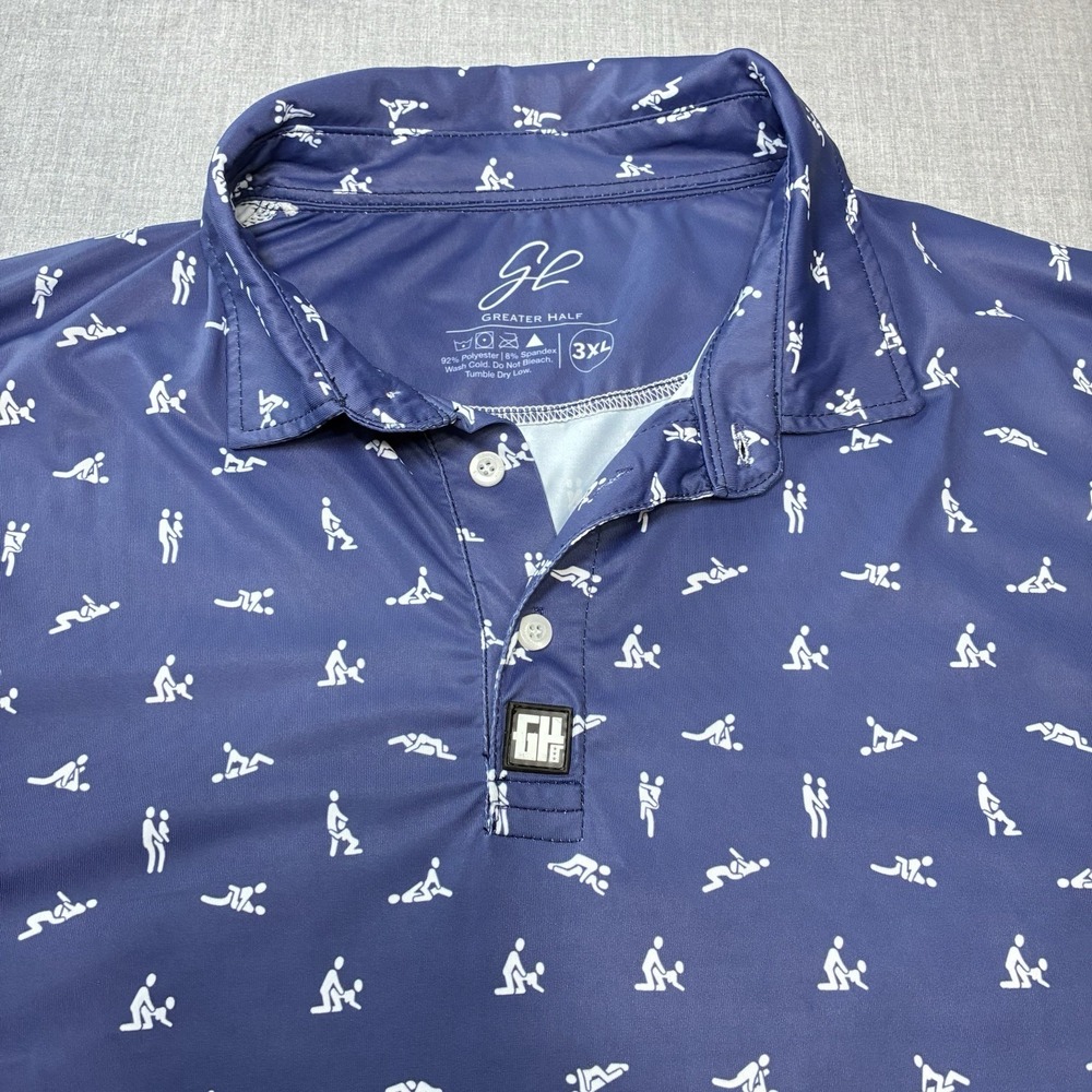 Greater Half Golf Polo Performance Shirt Men's Size 3XL Navy Sex ED Position